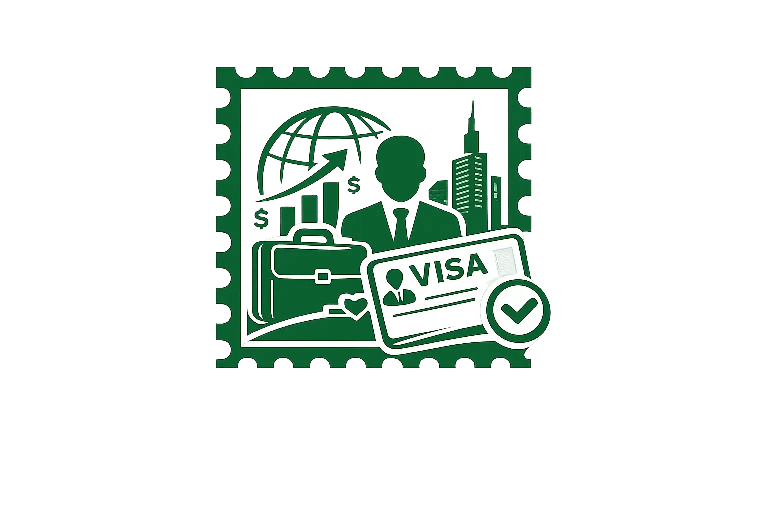 Business visa services icon representing professional travel, work permits, corporate visa assistance, and international business travel by MHSA AIR TRAVELS.